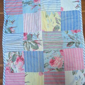 Two Vintage Ralph Lauren cotton thick patchwork pillows shams in pastel colors.